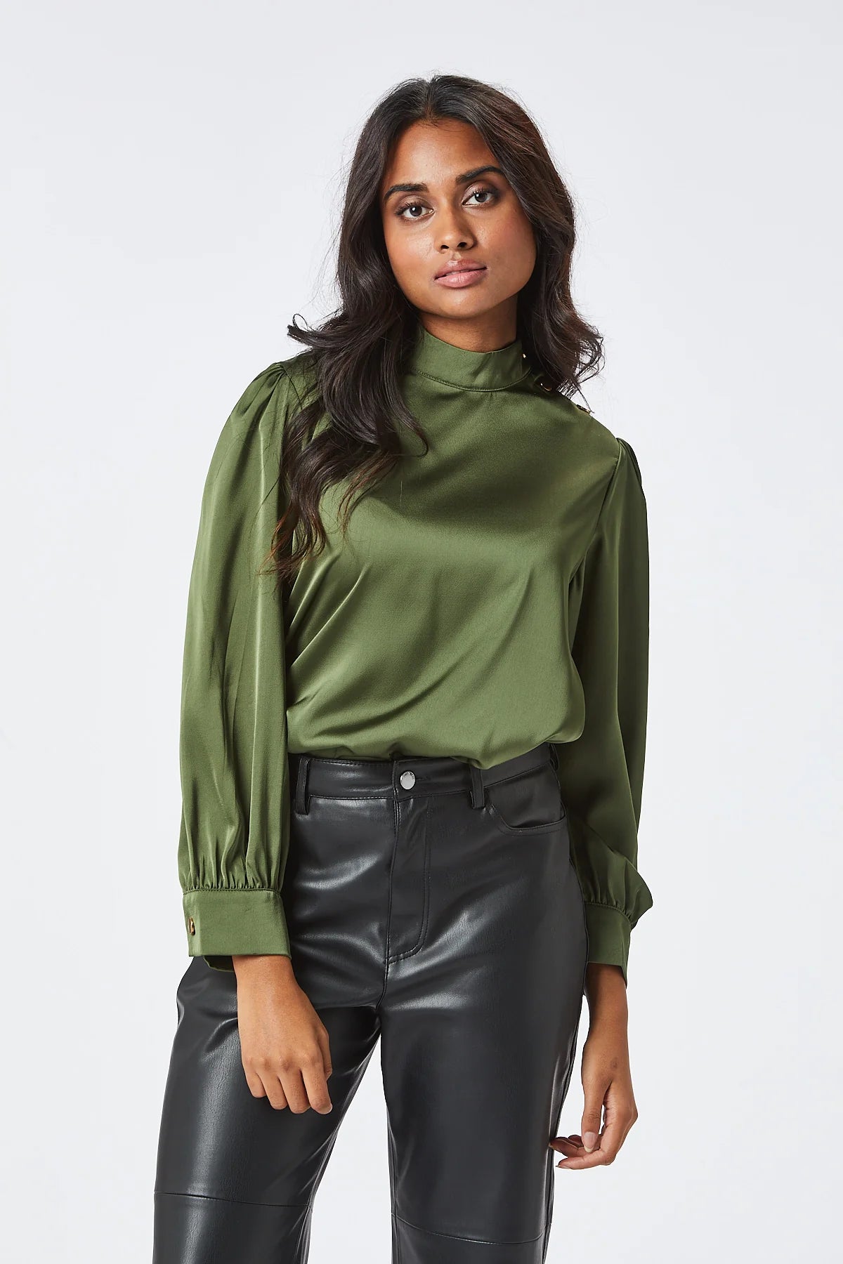 Green satin deals blouse