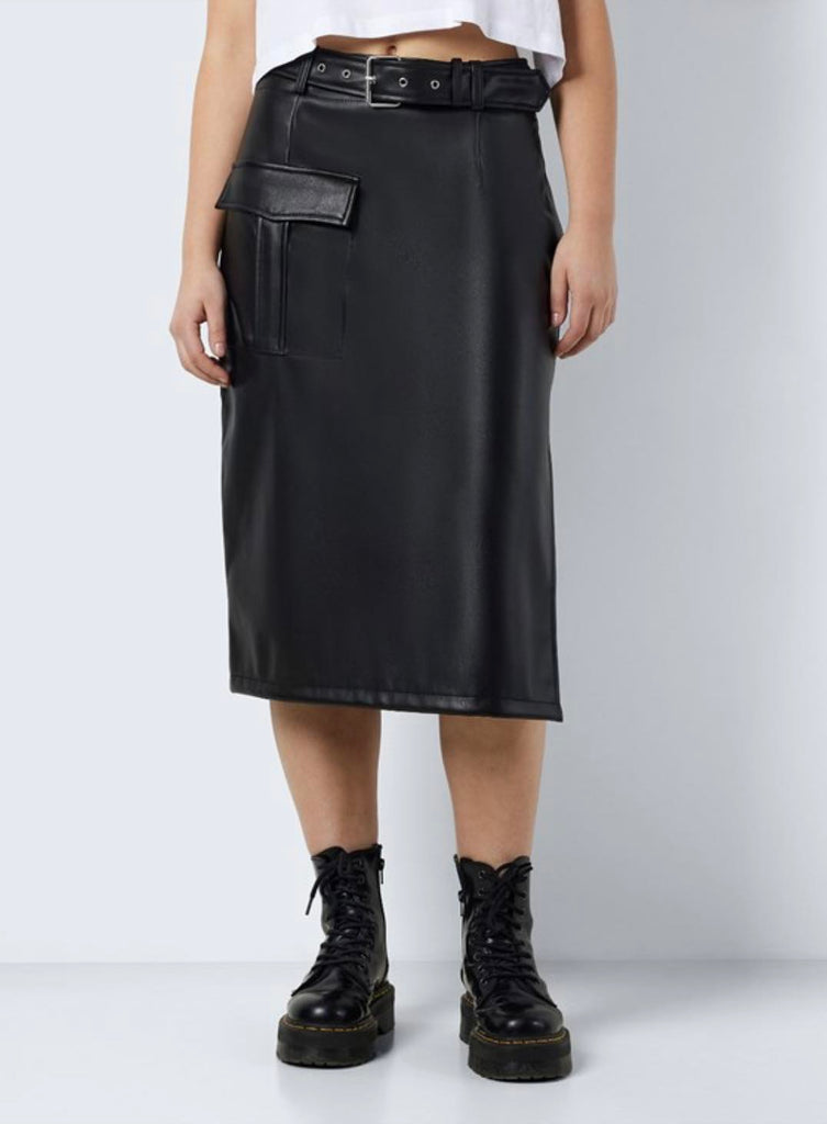 Cargo Leather Look Skirt