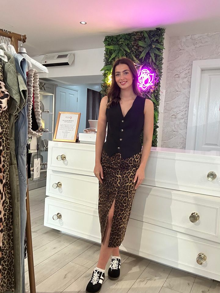 Kath Leopard Midi Skirt