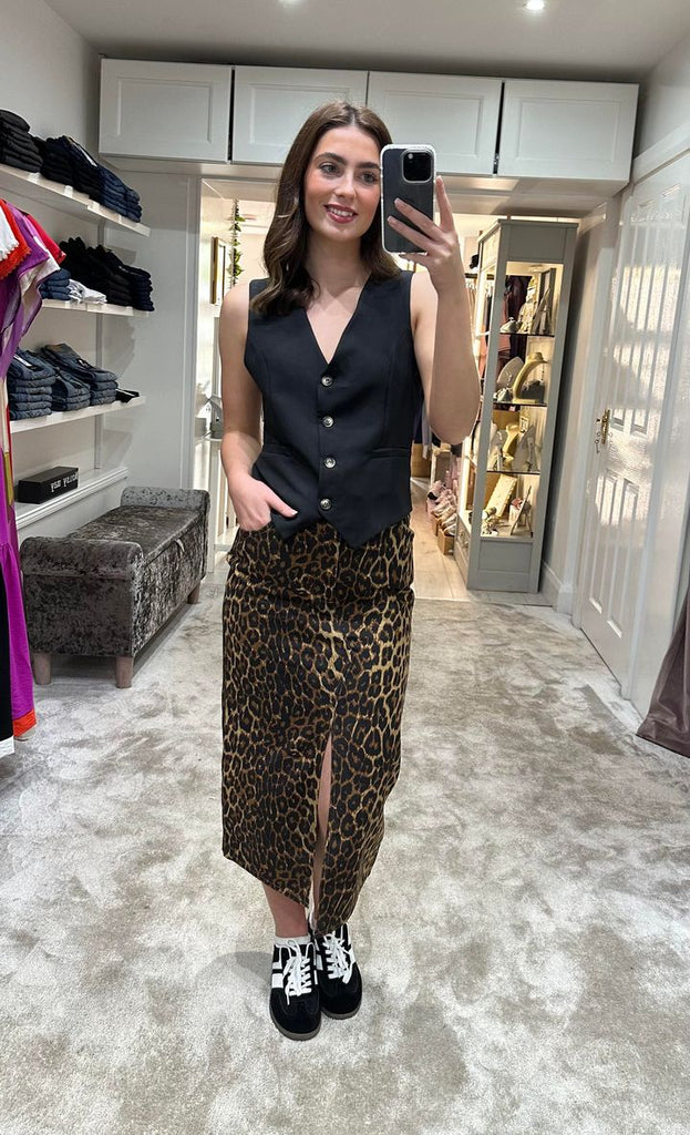 Kath Leopard Midi Skirt