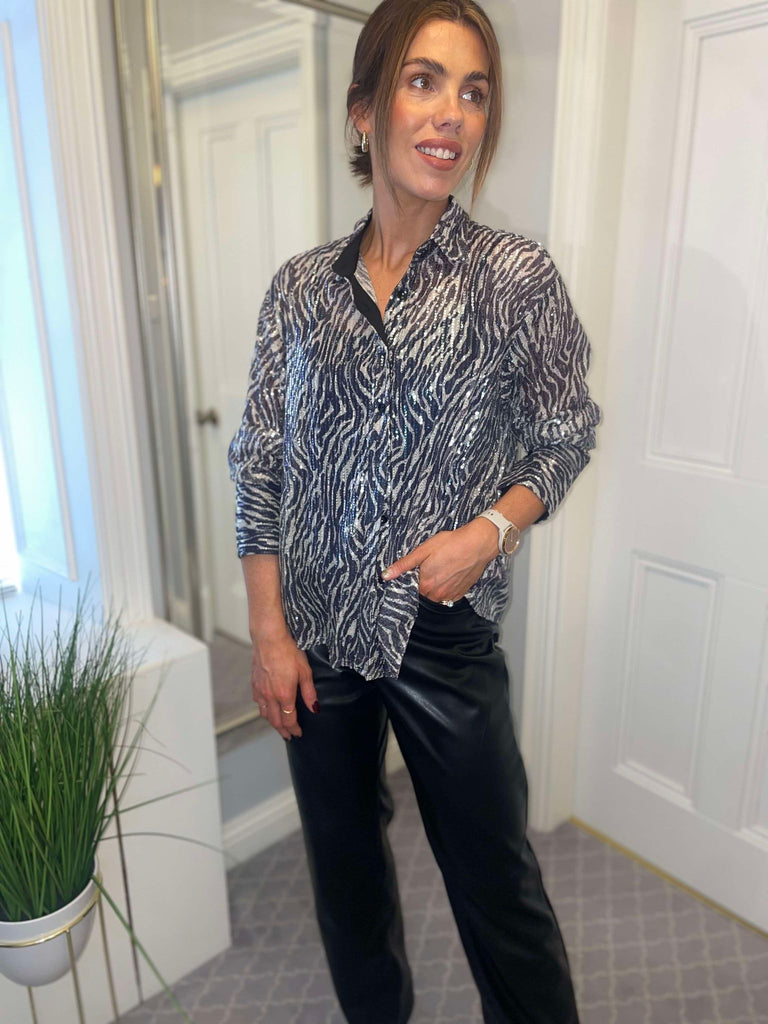 Animal Sequin Print Shirt by Vogue Williams