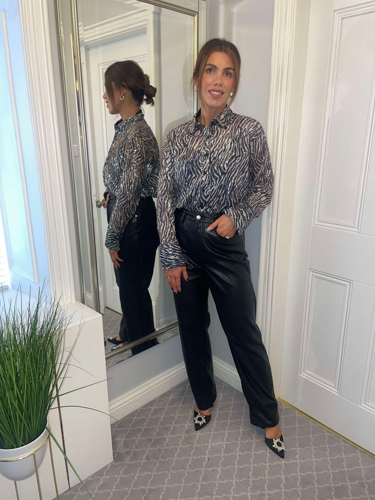 Animal Sequin Print Shirt by Vogue Williams