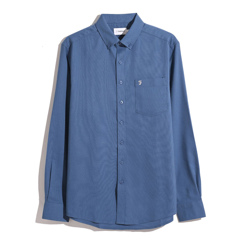 Farah - WILKINS LS SHIRT in steel blue