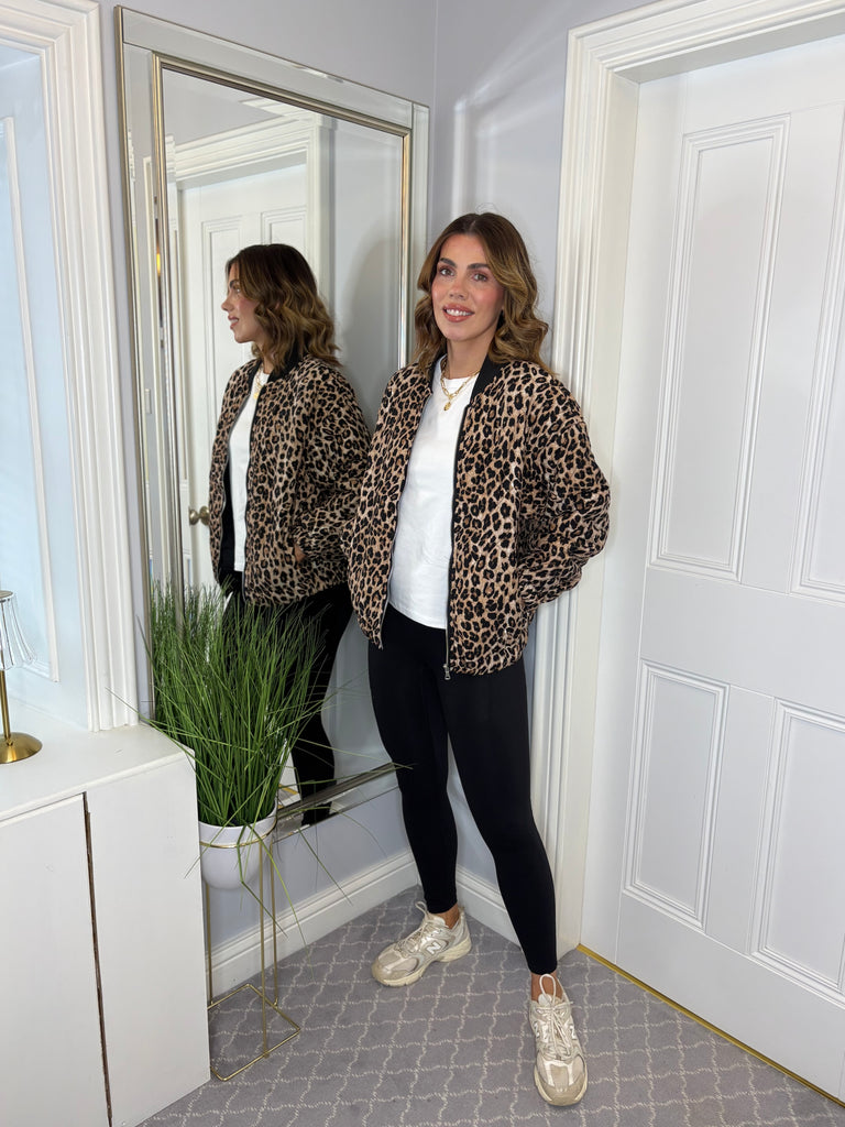 Anna Leopard Print Bomber Jacket