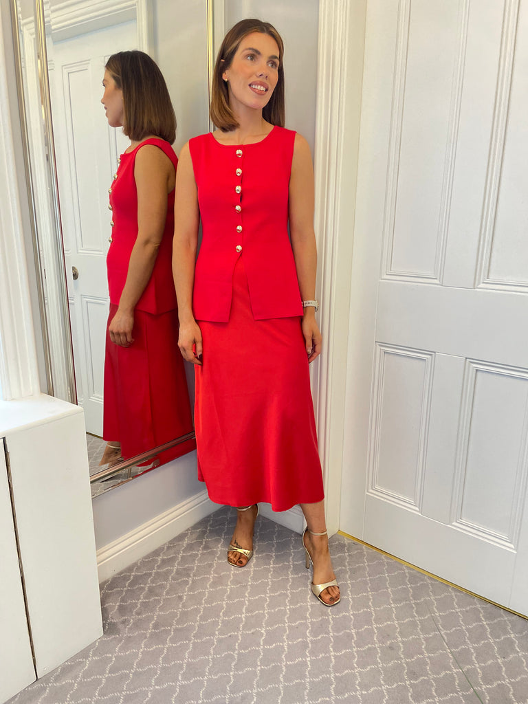 Red Satin Skirt