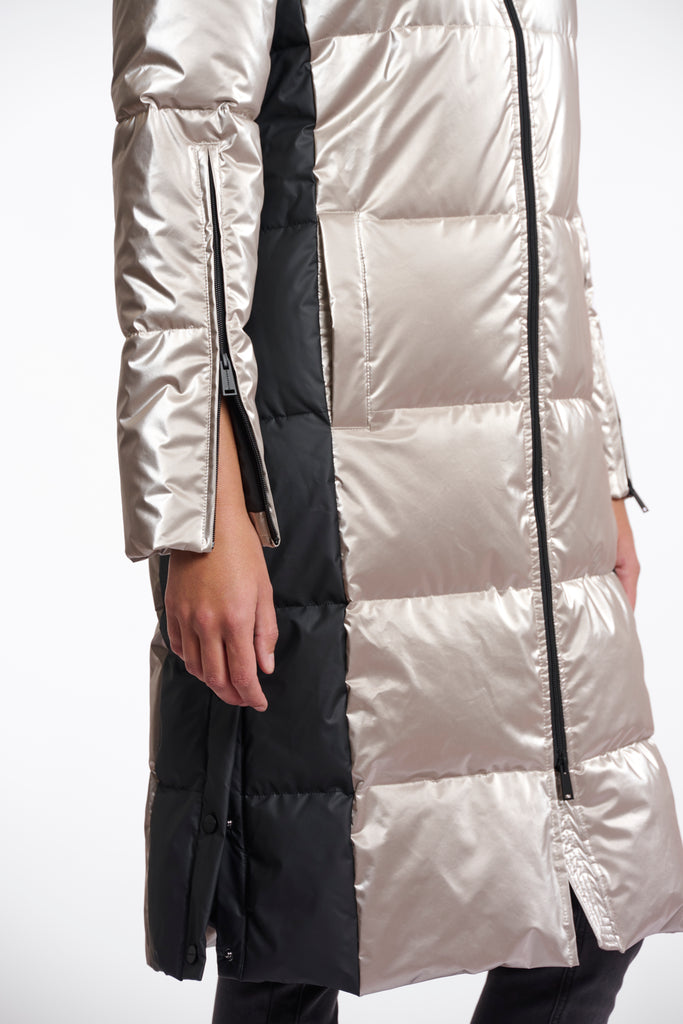 Ciara long metallic padded coat