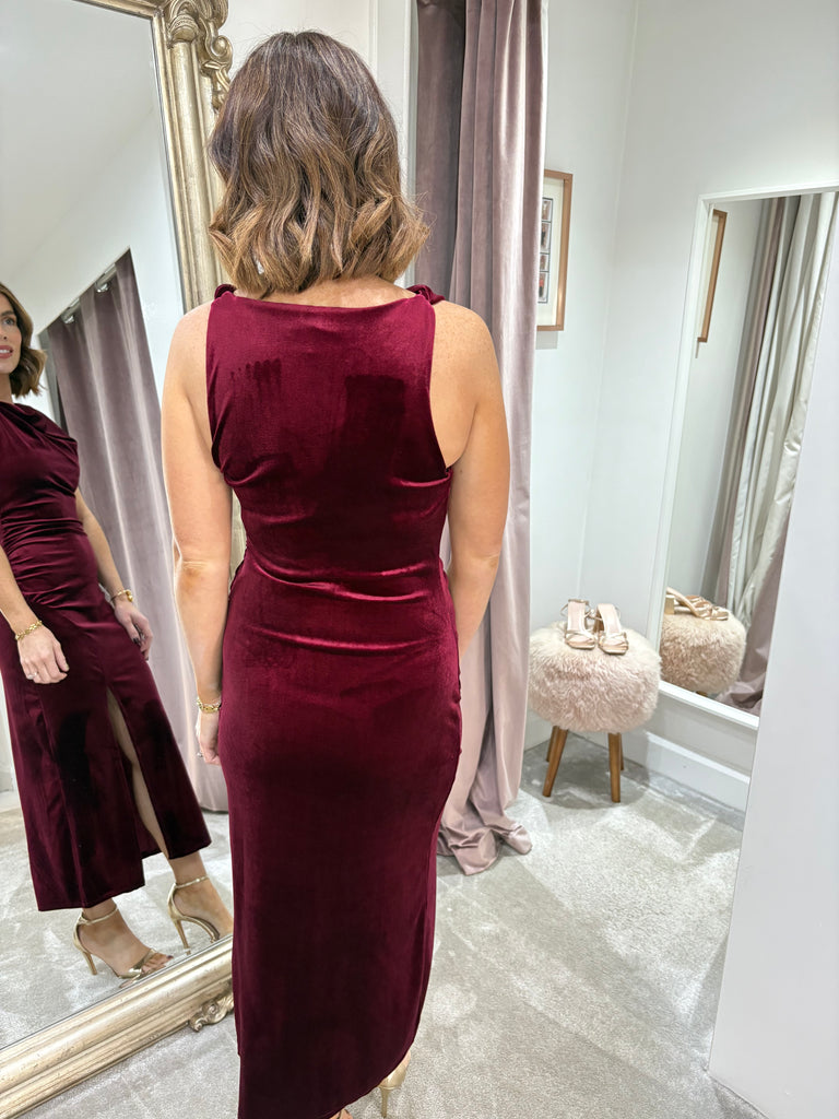 Burgundy Velvet Midi dress