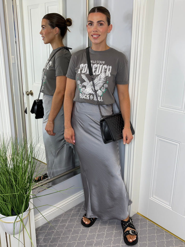 METALLIC MAXI SKIRT