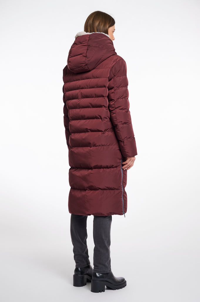 Keilafur long padded hooded coat with faux fur