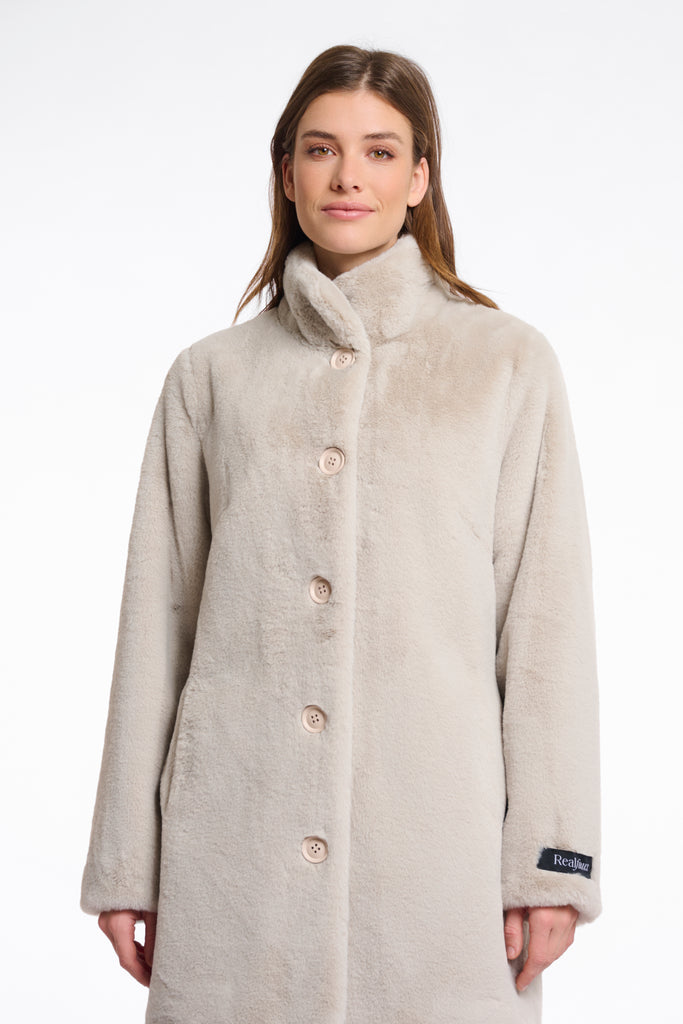 Nonna single breasted fake fur coat