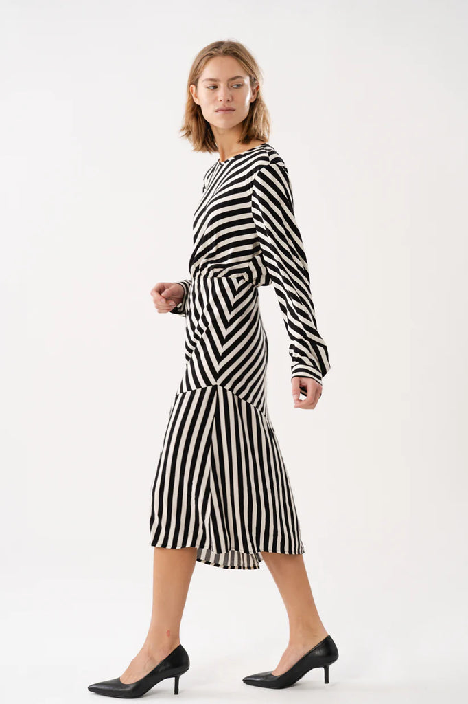 RigaLL Midi Dress LS - Stripe