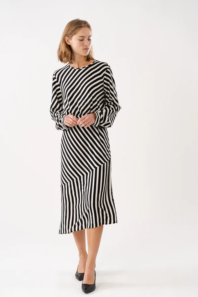 RigaLL Midi Dress LS - Stripe