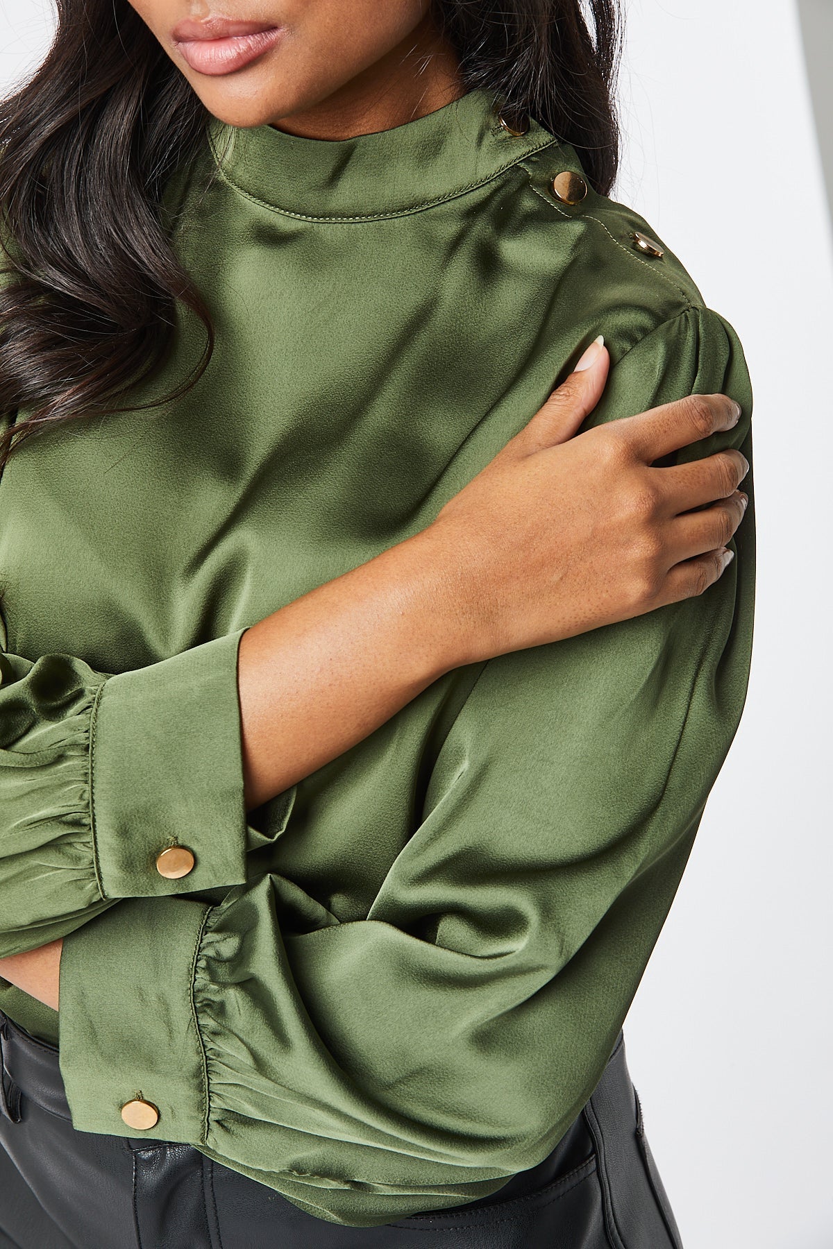 green satin blouse uk