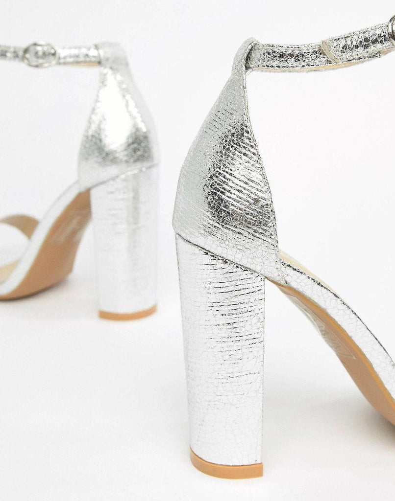 Silver barely there heels