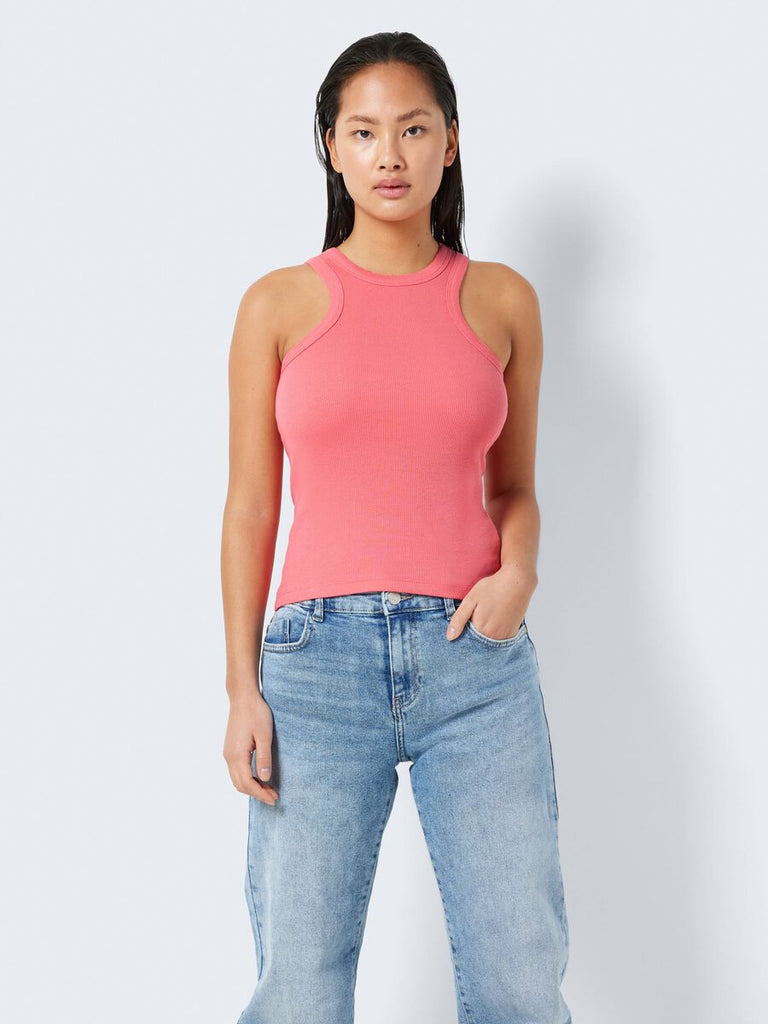 RIBBED TANK TOP IN CORAL