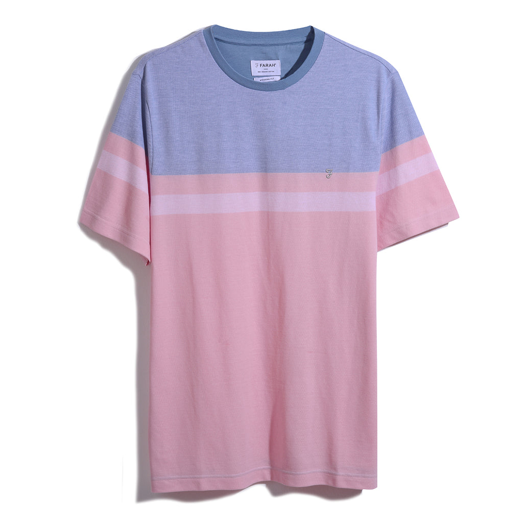 Two tone stripped tee in coral